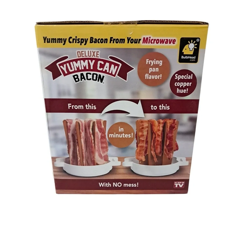 NEW SEALED Yummy Can Bacon Deluxe Microwave  AS-SEEN-ON-TV Makes Crispy
